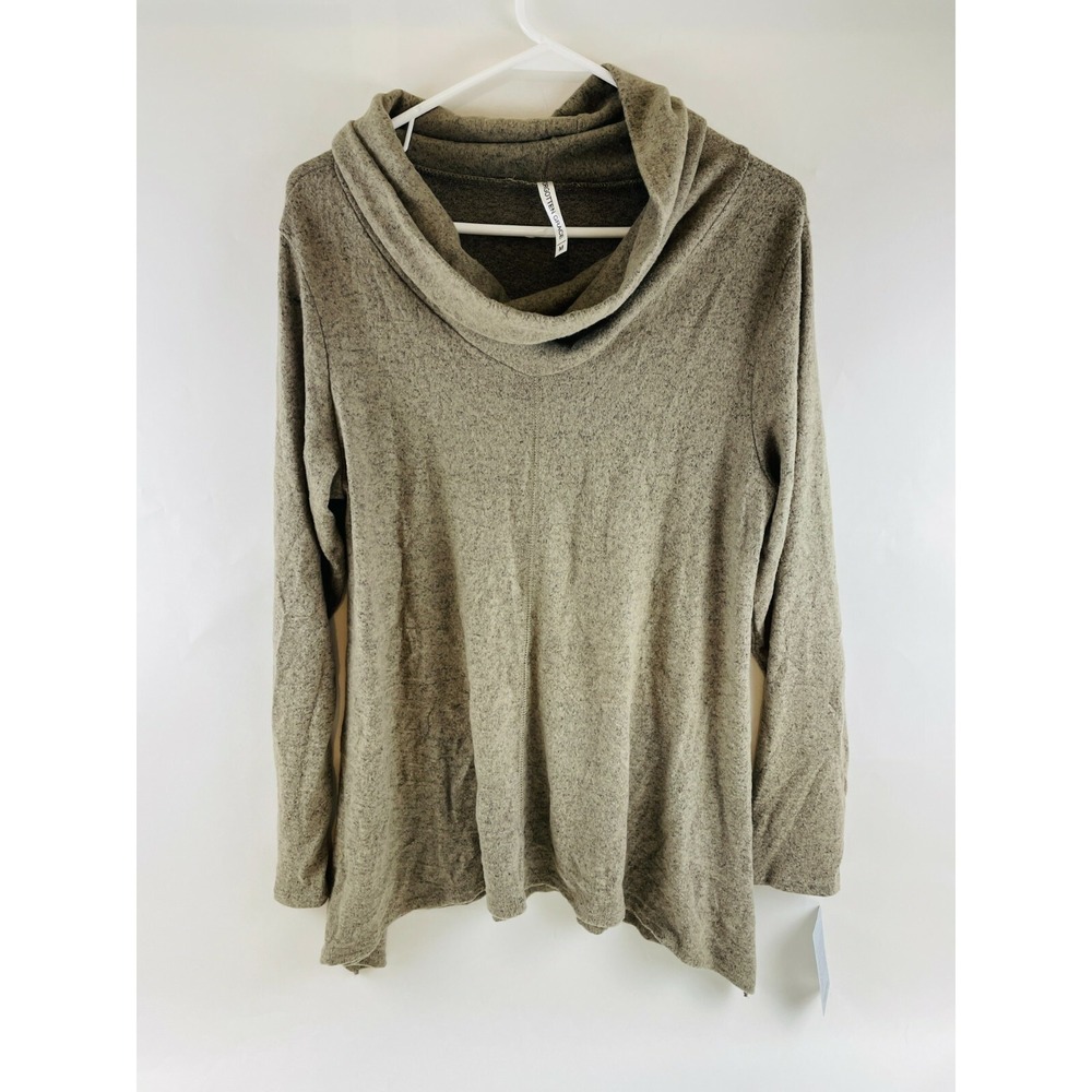 Forgotten Grace Sweater Women's Size Medium Green Fleece Cowl Neck Pullover